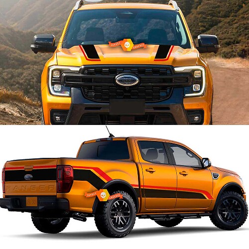 Juego de Calcomanías de Vinilo de Rayas Dobles para Capó y Lados para Musclecar F-250 Super Duty Tremor