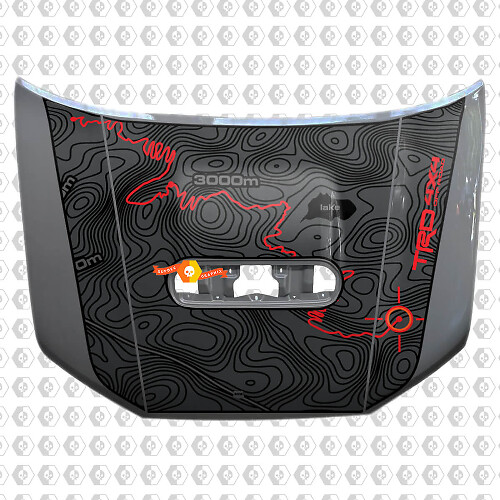 Toyota Tacoma 2020 Blackout Mapa topográfico Viaje de aventura Vinilo Calcomanía para capó TRD off road
