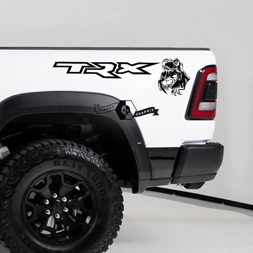 Calcomanía adhesiva para el lateral de la caja TRX Eating Raptor, gráfico de vinilo para camión Dodge Ram TRX