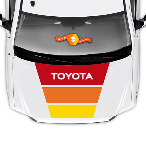 Calcomanía de vinilo con franjas retro tricolor para capó para Toyota Tundra 2014-2027