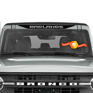 Calcomanía de vinilo con el logotipo de Badlands sobre el parabrisas Banner Bronco
