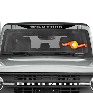 Calcomanía de vinilo con el logotipo de Bronco Wildtrak sobre la pancarta del parabrisas
