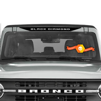 Calcomanía de vinilo con el logotipo de Bronco Black Diamond sobre la pancarta del parabrisas 1

