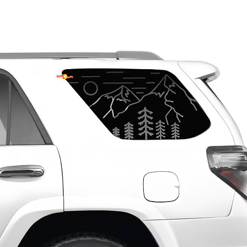 Adhesivo Vinilo para Ventana Lateral de Paisaje de Montañas y Bosque para Toyota 4Runner