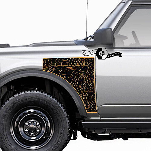 Kit de gráficos de vinilo con pegatinas para panel lateral estilo mapa topográfico Everglades par 2 para Ford Bronco