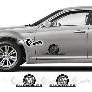 Par Chrysler 300 2021 2022 2023 Logotipo moderno Puertas Gráficos Calcomanías de vinilo para automóviles Pegatinas
