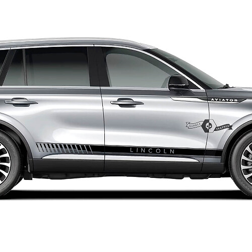2 x Lincoln 2023 Aviator Doors Stripes Rocker Panel Side Lines Calcomanías de vinilo Gráficos Pegatina
