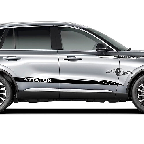 2 x Lincoln 2023 Aviator Doors Stripes Side Lines Calcomanías de vinilo Gráficos Pegatina
