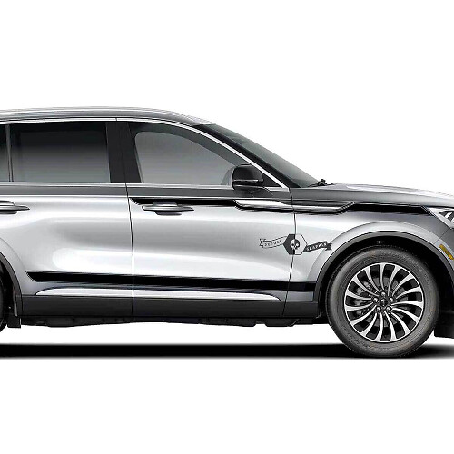 2 x Pegatinas de vinilo sólido delgado para paneles laterales de faldón de puerta para Lincoln Aviator 2023