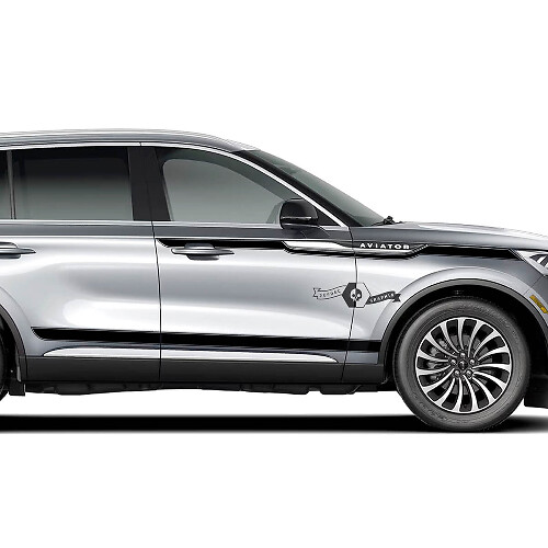 2 x Lincoln 2023 Aviator Doors Stripes Rocker Panel Side Slim Solid Vinilo Calcomanías Gráficos Pegatina

