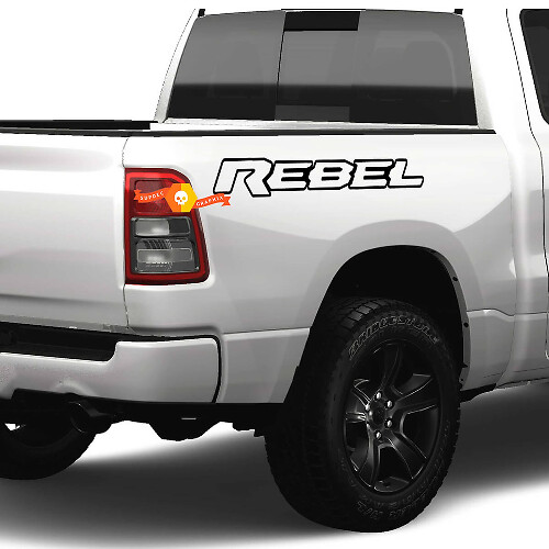 Juego de adhesivos de vinilo con diseño de contorno lateral Rebel para Dodge Ram Rebel