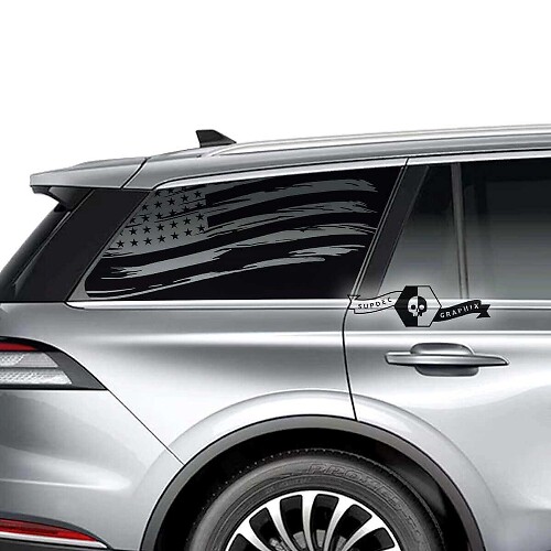 Juego de pegatinas de vinilo para ventana trasera con bandera de EE. UU. envejecida para Lincoln Aviator 2023
