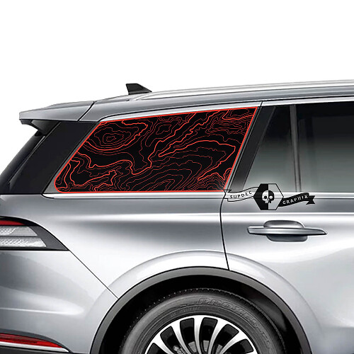 Par Lincoln 2023 Aviator Ventana Contorno Mapa Vinilo Calcomanías Gráficos Pegatina
