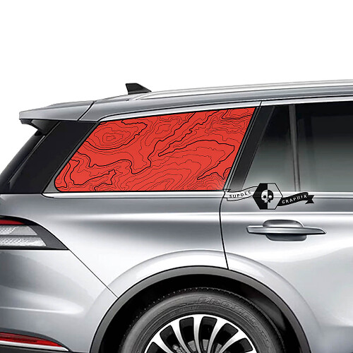 2x Lincoln 2023 Aviator Window Contour Map Calcomanías de vinilo Gráficos Pegatina 2 colores
