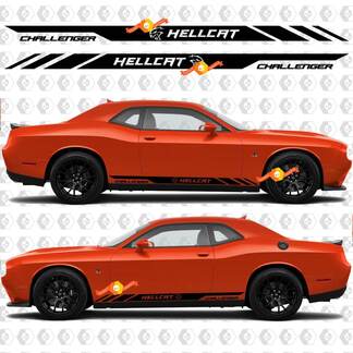 2X Dodge Challenger Hellcat Rocker Panel calcomanías Stripe Vinyl Graphics 2011-2023
