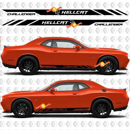 Calcomanías de vinilo tipo tira en paneles laterales estilo Hellcat para Dodge Challenger o Charger