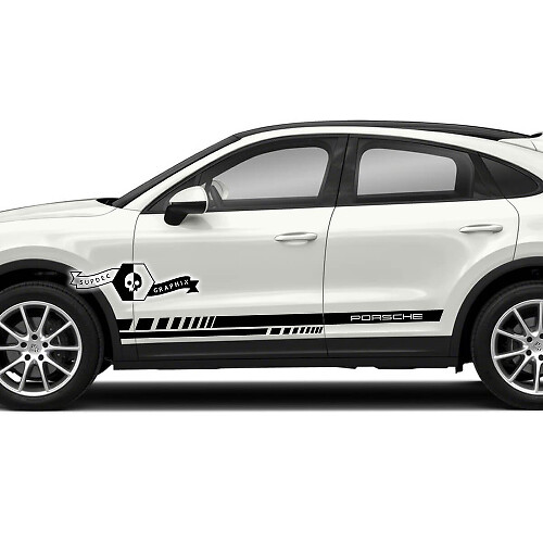 2x Porsche 2023 Porsche Cayenne Rocker Panel Side Stripes Doors Logo Kit Calcomanías Pegatinas
