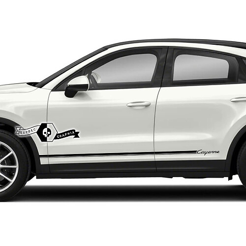2x Porsche 2023 Porsche Cayenne Rocker Panel Side Stripes Doors Logo Kit Calcomanías Pegatinas
