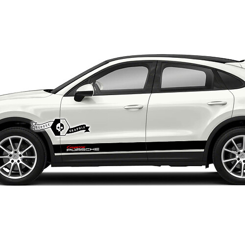 2x Porsche 2023 Porsche Cayenne Rocker Panel Side Stripes Puertas Calcomanías Pegatinas 2 Colores
