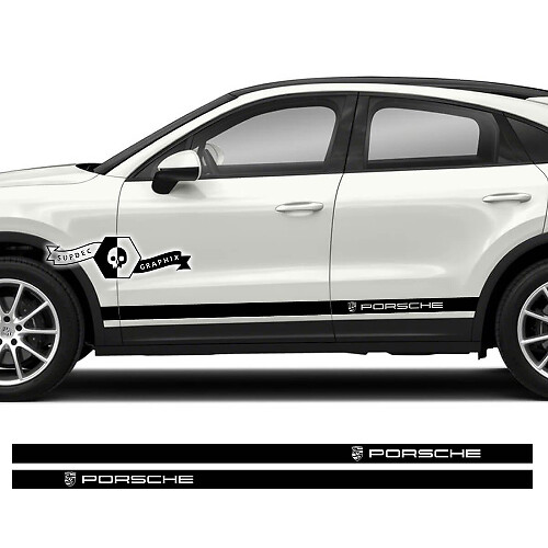 2x Porsche 2023 Porsche Cayenne Rocker Panel Side Solid Stripes Puertas Calcomanías Pegatinas
