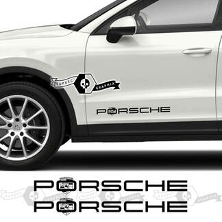 2x Porsche 2023 Porsche Cayenne Logo Puertas Calcomanías Pegatinas
