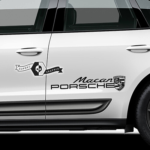 2x Porsche 2023 Porsche Macan Logotipo Calcomanía para puerta Pegatinas
