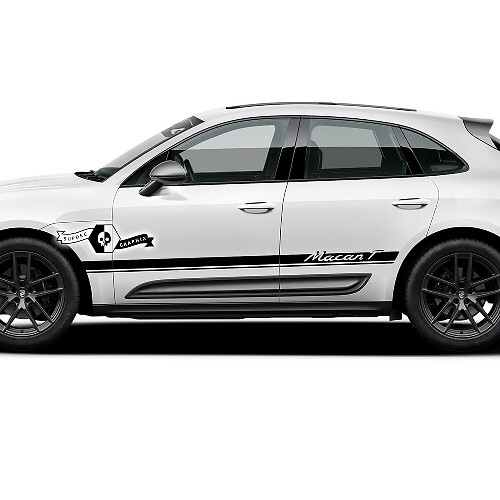 2x Porsche 2023 Porsche Macan T Side Trim Logo Stripes Puertas Calcomanías Pegatinas
