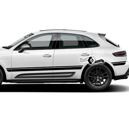 2x Porsche 2023 Porsche Macan T Side Bed Stripes Puertas Calcomanías Pegatinas
