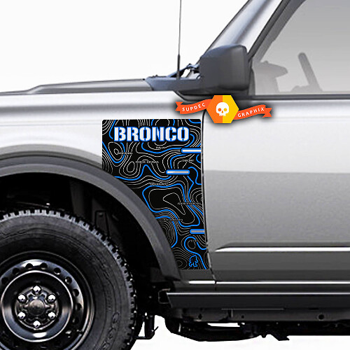 Par Ford Bronco Badlands Side Style Side Panel Сontour Map Vinyl Decal Sticker Gráficos 2 colores
