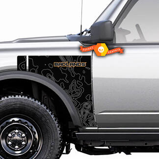 Par Ford Bronco Badlands Side Style Side Panel Сontour Map Logo Vinyl Decal Sticker Gráficos 2 colores
