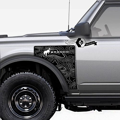 Par Ford Bronco Badlands Side Style Side Panel Сontour Map Vinyl Decal Sticker Graphics
