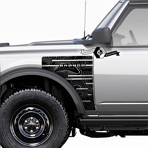 Par Ford Bronco Badlands Side Style Fender Panel Trim Сontour Map Vinilo Calcomanías Pegatinas Gráficos
