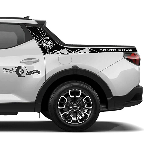 Kit de vinilos adhesivos de montaña Compass para la parte trasera lateral del Hyundai Santa Cruz