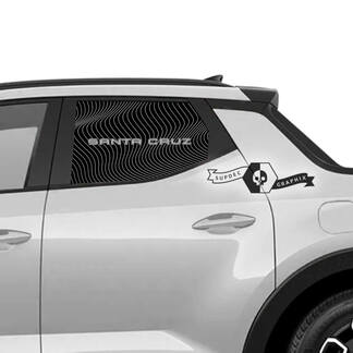 Par Hyundai Santa Cruz Side Bed Line Waves Window Logo Vinilo Pegatinas Calcomanía Gráfico
