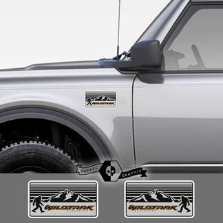 2 nuevo Ford Bronco Wildtrak montañas calcomanía vinilo emblema Sasquatch Logo gris pegatina raya para Ford Bronco
