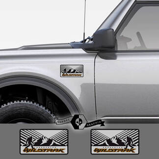 2 nuevo Ford Bronco Wildtrak montañas calcomanía vinilo emblema Sasquatch Logo gris pegatina raya para Ford Bronco
