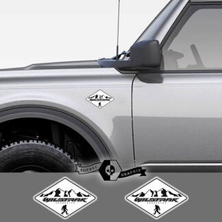 2 nuevo Ford Bronco Wildtrak montaña calcomanía vinilo emblema Sasquatch Logo blanco pegatina raya para Ford Bronco

