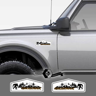 2 nuevo Ford Bronco Wildtrak montaña calcomanía vinilo emblema Sasquatch blanco pegatina raya para Ford Bronco
