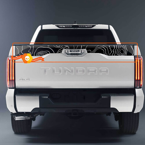 Portón trasero Toyota Tundra 2023 TRD todoterreno mapa topográfico pegatinas de vinilo calcomanía
