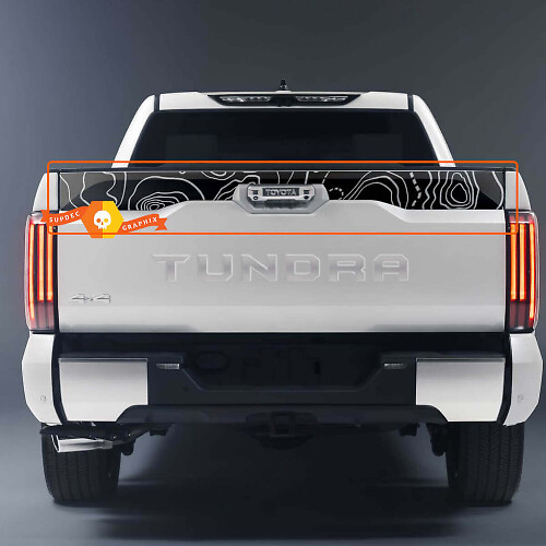 Vinilo adhesivo de mapa topográfico para portón trasero de Toyota Tundra 2023