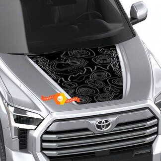 Mapa topográfico de capó TRD 4X4 Off Road Wrap Decal para Toyota Tundra Tercera generación XK70 2021-up Sticker Graphics SupDec Design 3
