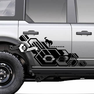 Par de pegatinas de salpicaduras de gráficos de logotipo geométrico lateral de puertas para Ford Bronco 20212022 2023

