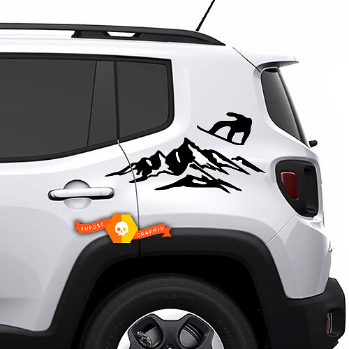 Par de calcomanías de vinilo Jeep Renegade Bed Mountain calcomanías laterales traseras pegatinas
