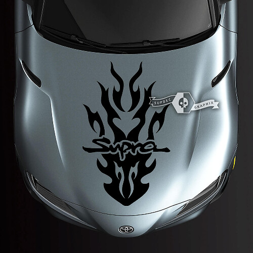 Toyota Supra MK V A90 A91 Hood Racing Flame Logo Stripe Graphics Calcomanía Pegatina
