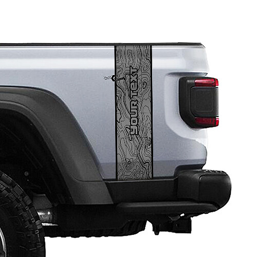 Gráficos de vinilo con raya lateral trasera de mapa topográfico personalizado para Jeep Gladiator JT Rubicon Mojave