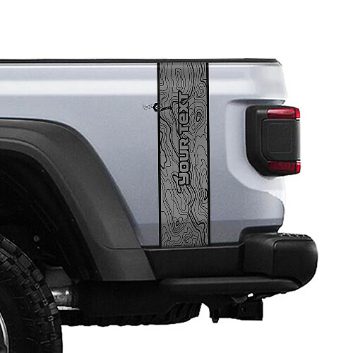 Gráficos de vinilo con raya lateral trasera de mapa topográfico personalizado para Jeep Gladiator JT Rubicon Mojave