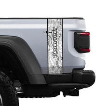 Gráficos de vinilo con raya lateral trasera de mapa topográfico personalizado para Jeep Gladiator JT Rubicon Mojave 2