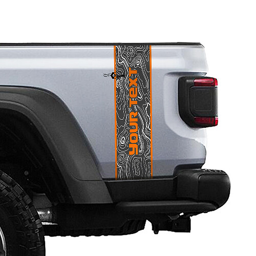 Gráficos Vinilo Franjas Laterales Traseras con Mapa Topográfico Personalizado 3 Colores para Jeep Gladiator