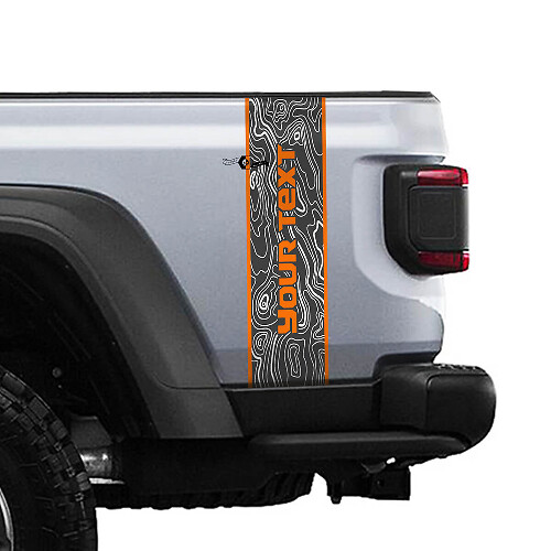 Gráficos Vinilo Franjas Laterales Traseras con Mapa Topográfico Personalizado 3 Colores para Jeep Gladiator