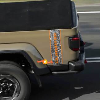 Logotipo de Jeep Gladiator Mapa topográfico Raya lateral trasera Gráficos de vinilo 3 colores
